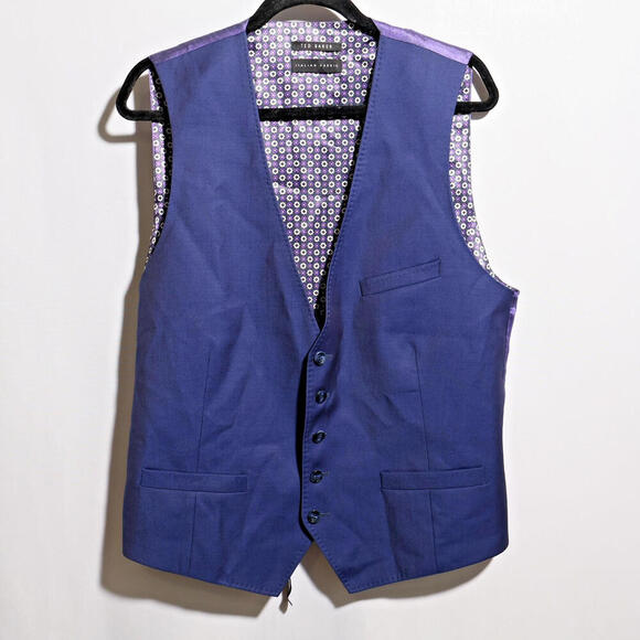 Ted Baker London Waistcoat Modern Fit 42R Purple‎ Italian Fabric Vest Wool - Picture 1 of 8